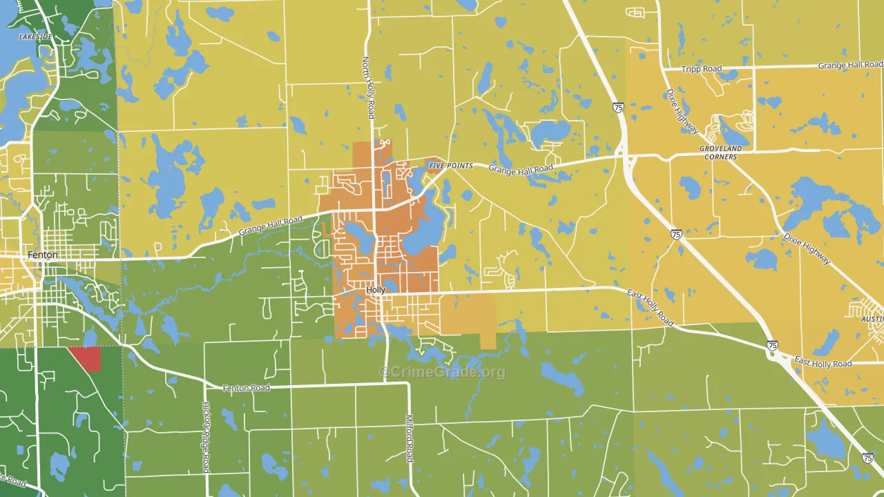 Holly, MI Map of Vandalism Rates