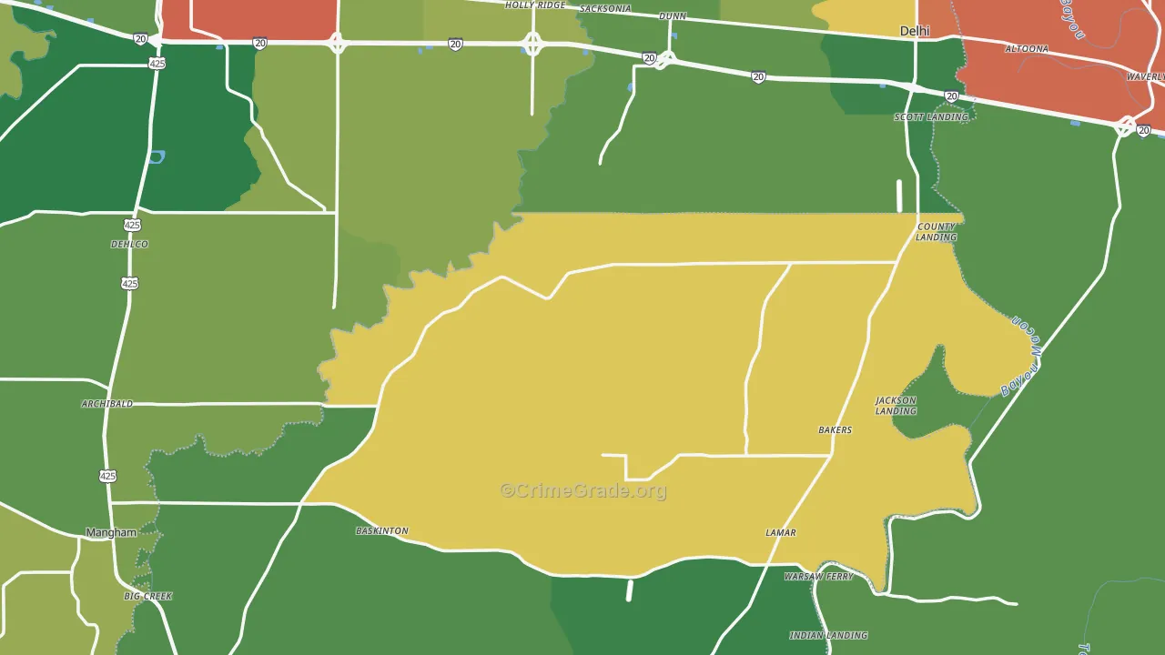 Holly Ridge, LA Map of Vandalism Rates
