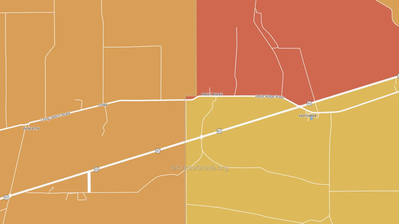 Holly Ridge, MS Map of Vandalism Rates