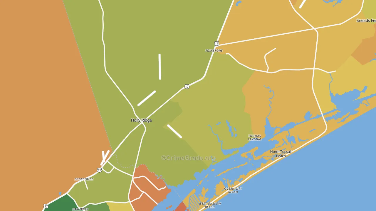Holly Ridge, NC Map of Vandalism Rates