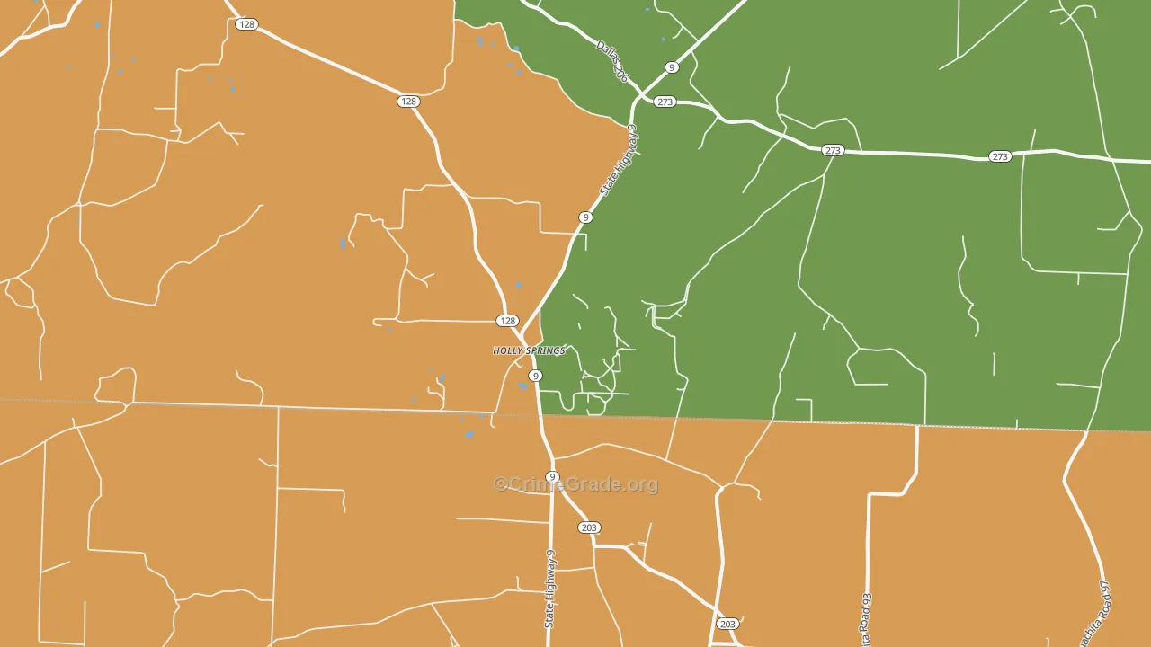 Holly Springs, AR Map of Vandalism Rates