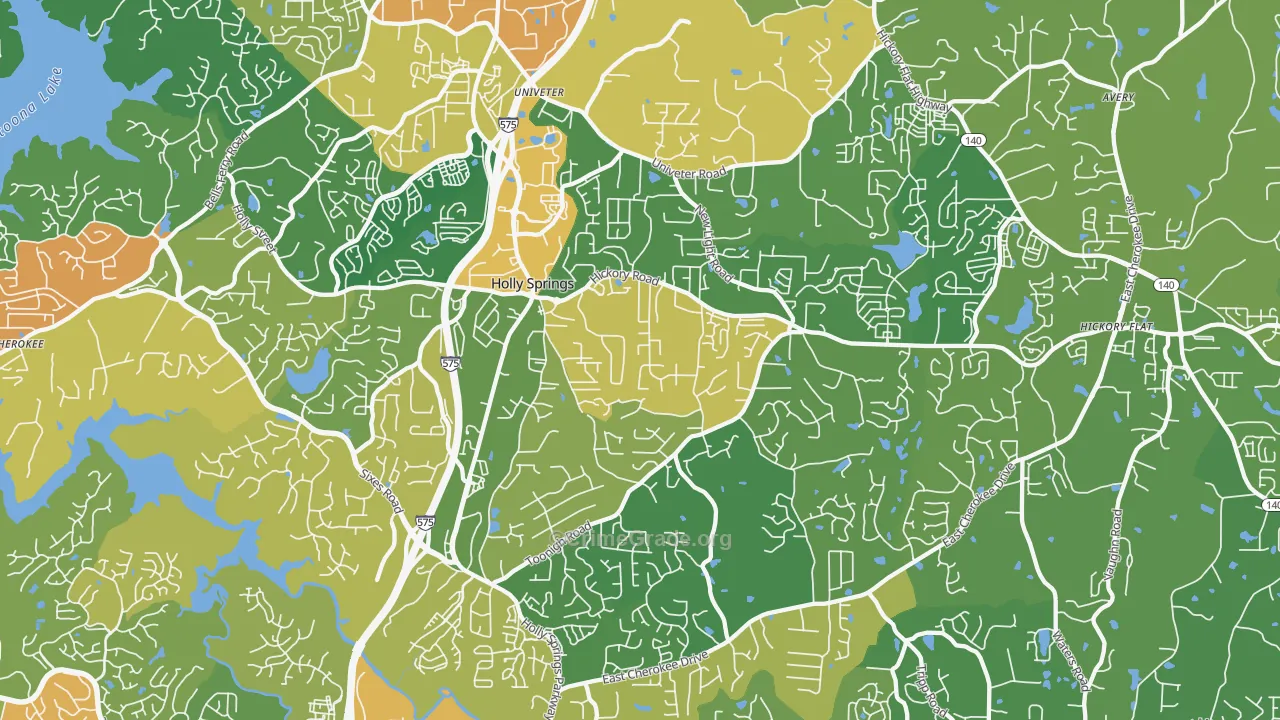 Holly Springs, GA Map of Vandalism Rates