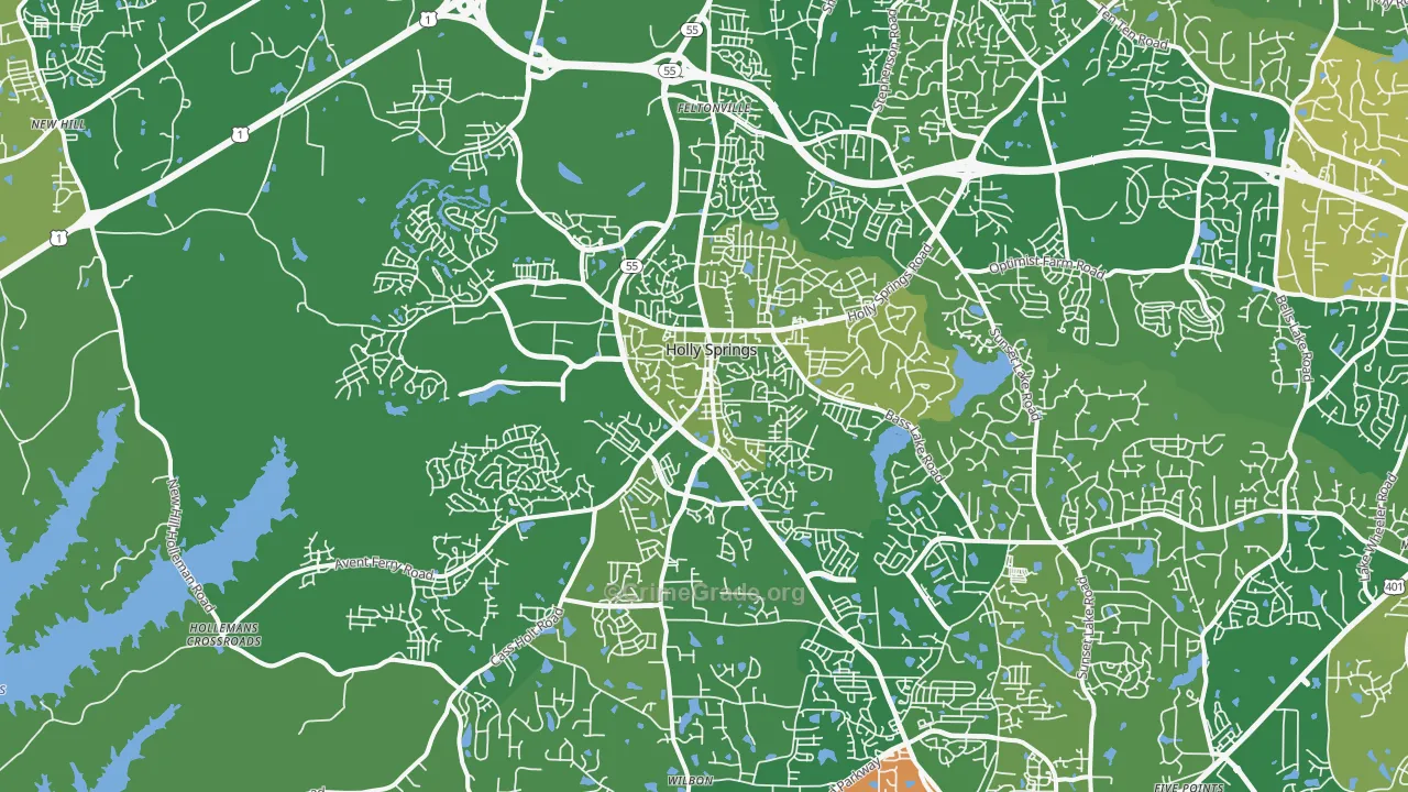 Holly Springs, NC Map of Vandalism Rates