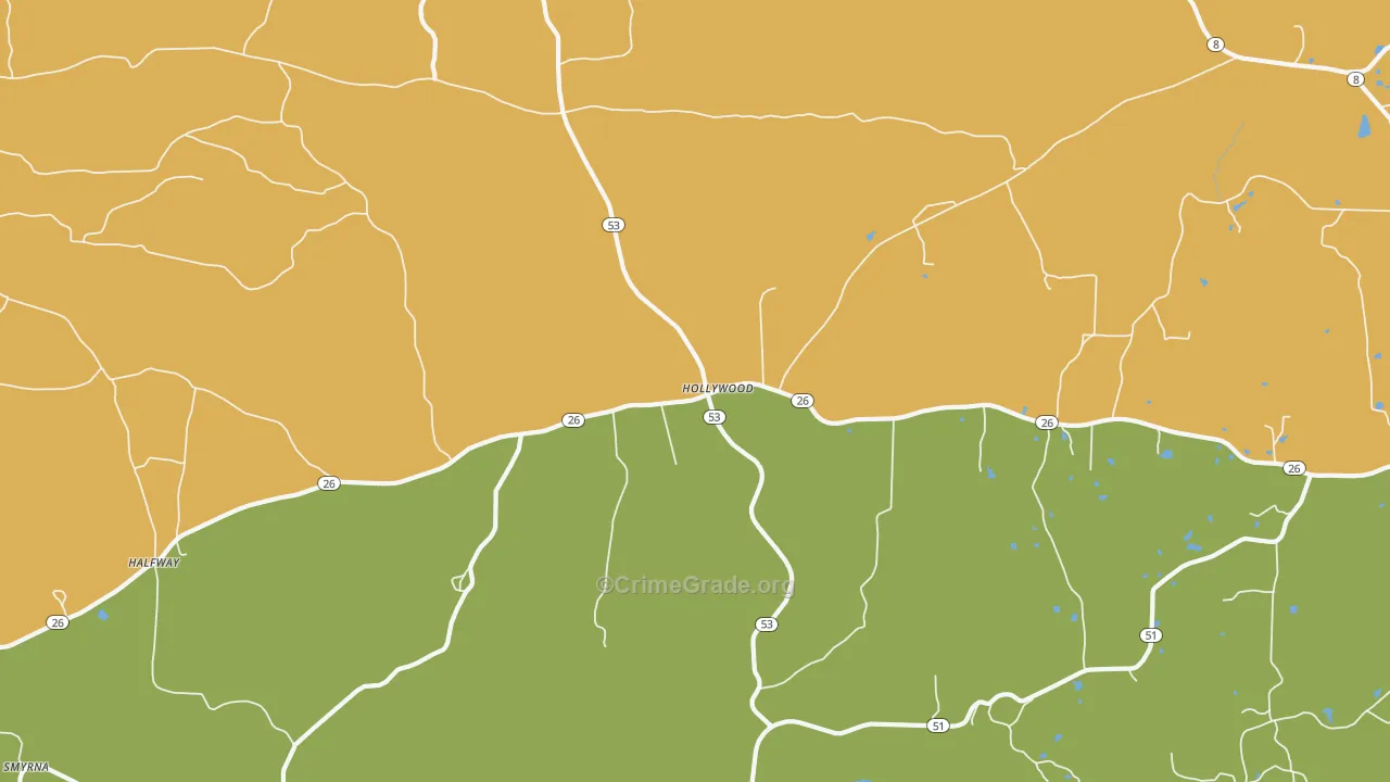 Hollywood, AR Map of Vandalism Rates