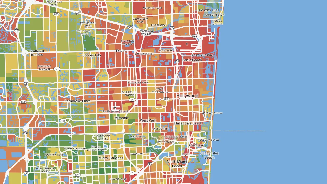 Hollywood, FL Map of Vandalism Rates