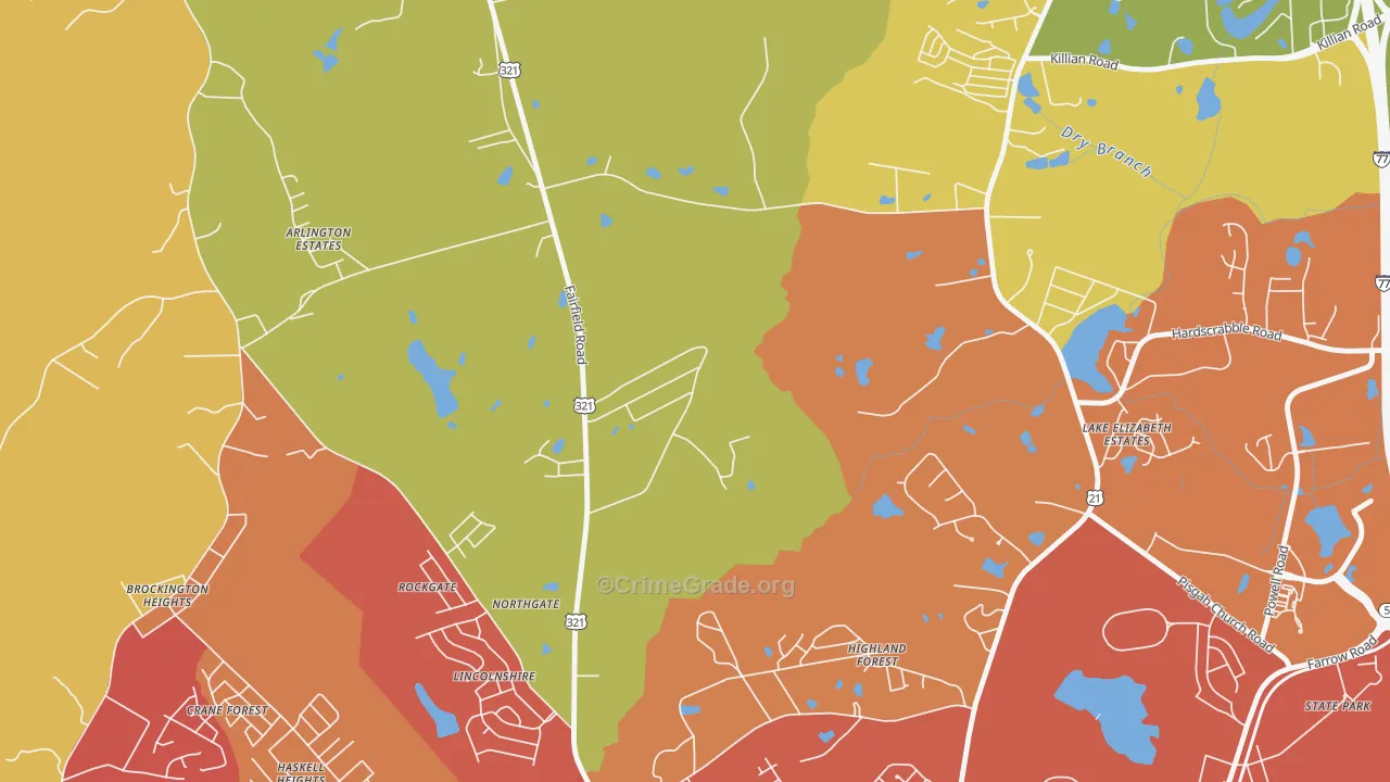 Hollywood Hills, SC Map of Vandalism Rates
