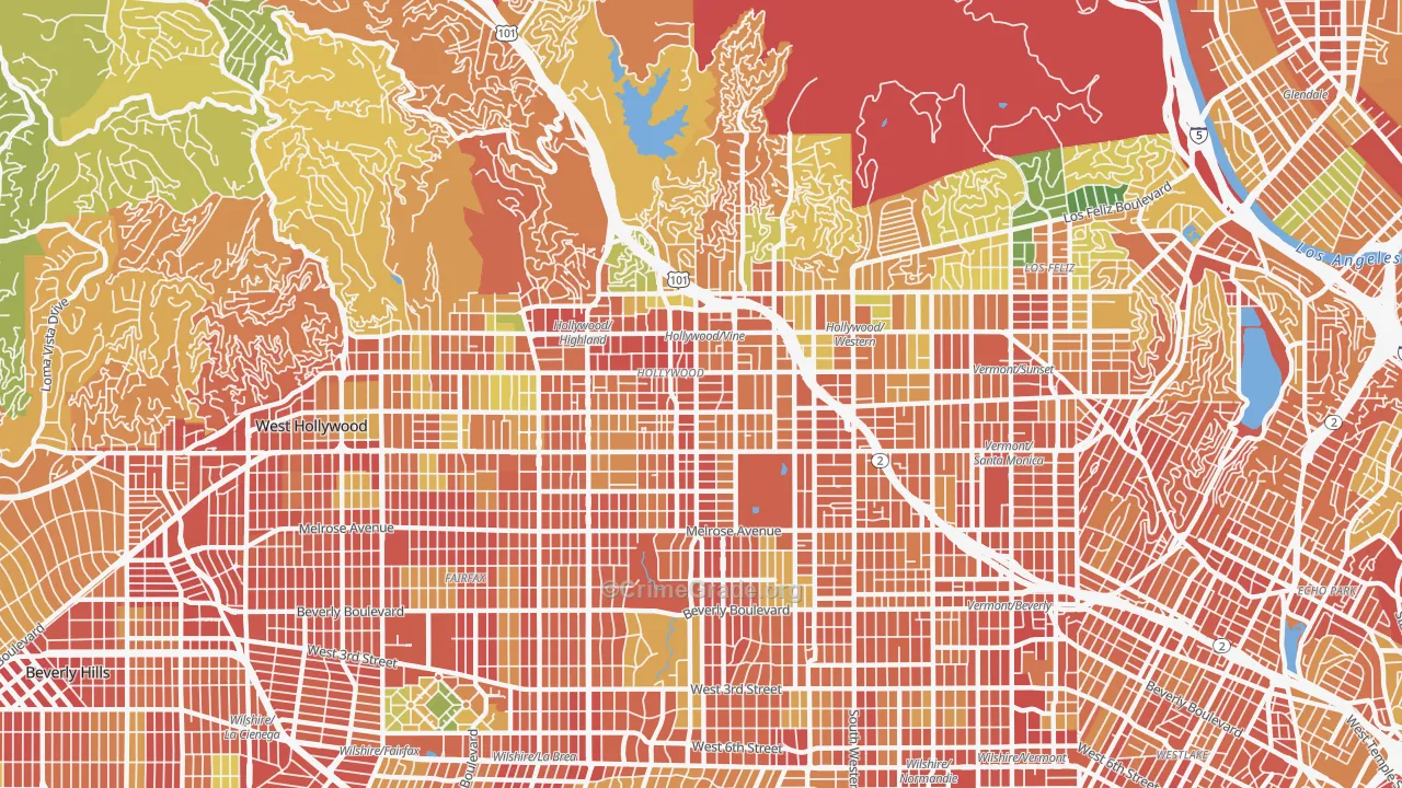 Hollywood, Los Angeles, CA Map of Vandalism Rates
