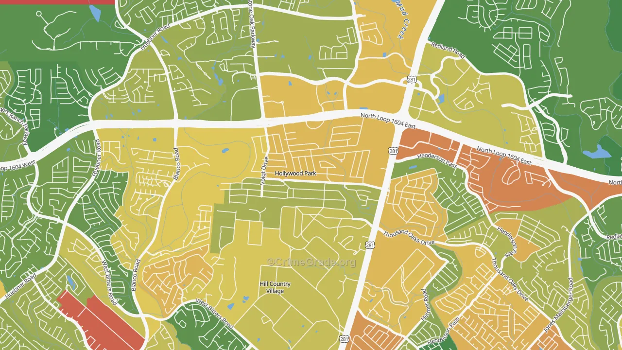 Hollywood Park, TX Map of Vandalism Rates