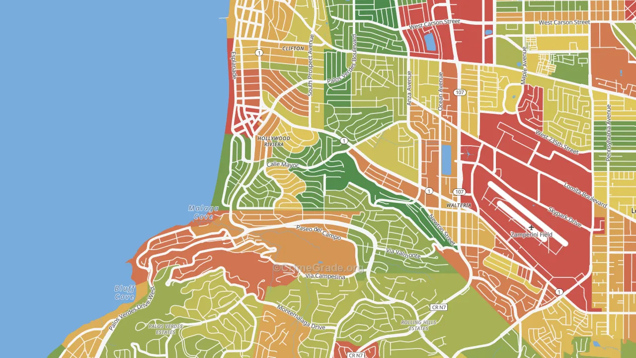 Hollywood Riviera, Redondo Beach, CA Map of Vandalism Rates