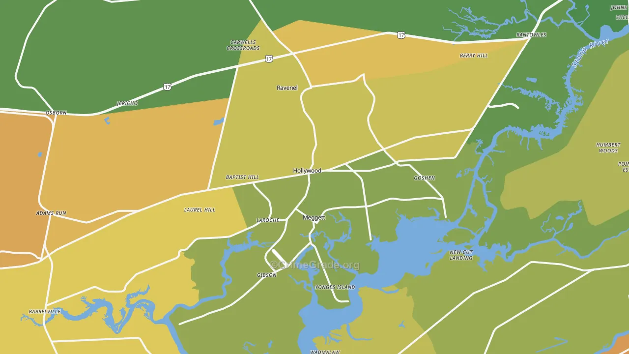 Hollywood, SC Map of Vandalism Rates