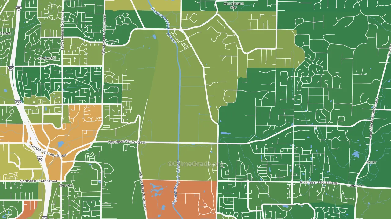 Hollywood, WA Map of Vandalism Rates