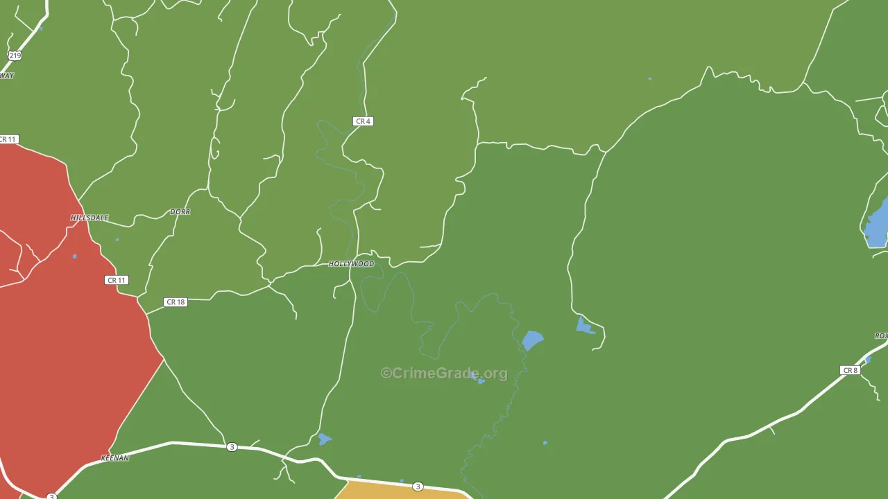 Hollywood, WV Map of Vandalism Rates