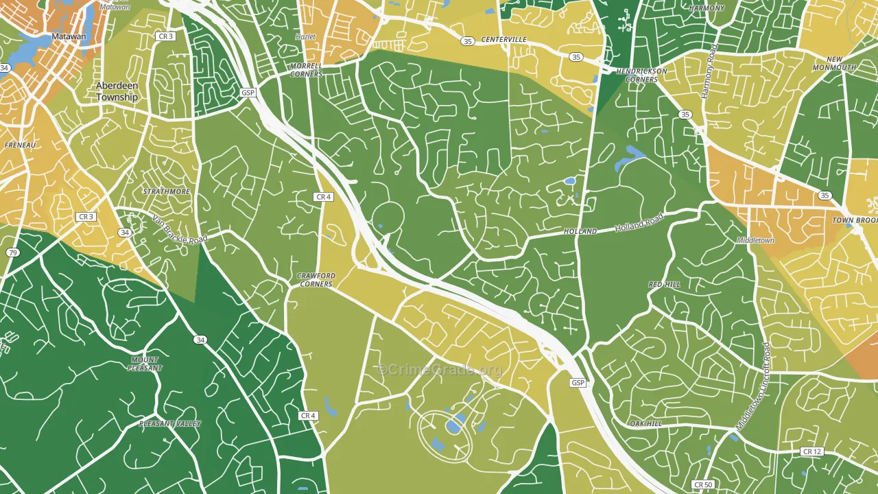 Holmdel, NJ Map of Vandalism Rates