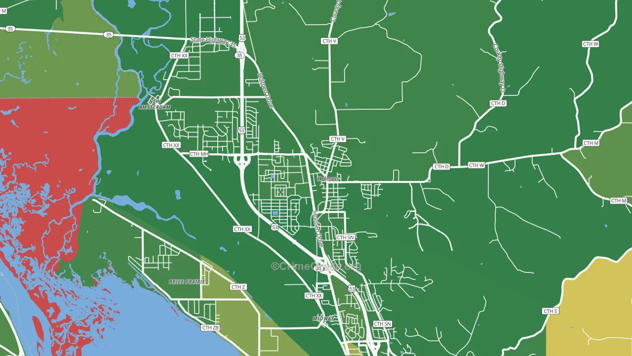 Holmen, WI Map of Vandalism Rates
