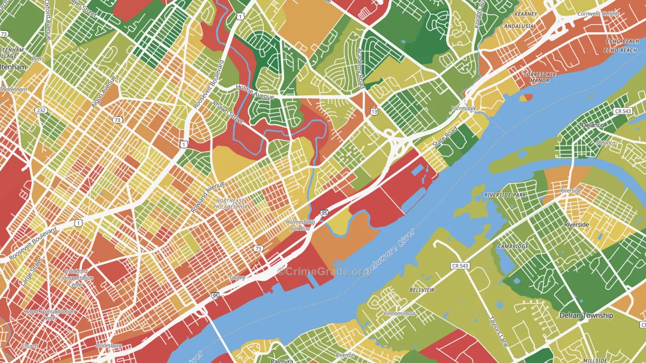 Holmesburg, Philadelphia, PA Map of Vandalism Rates