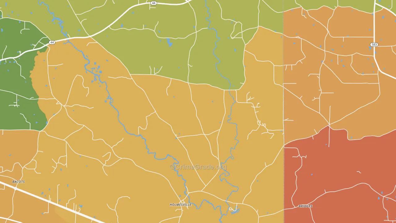 Holmesville, MS Map of Vandalism Rates