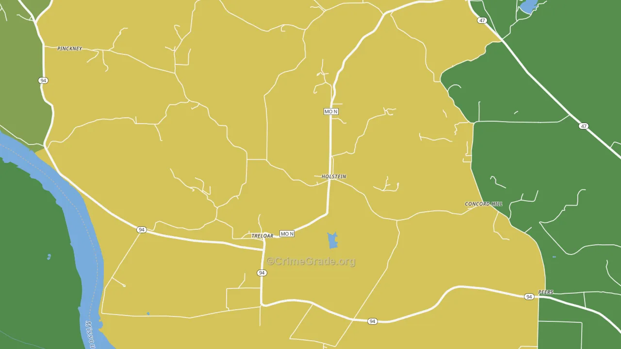 Holstein, MO Map of Vandalism Rates