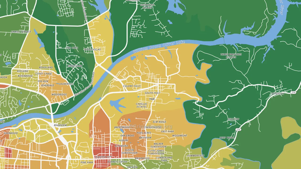 Holt, AL Map of Vandalism Rates