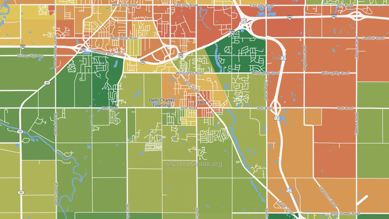 Holt, MI Map of Vandalism Rates