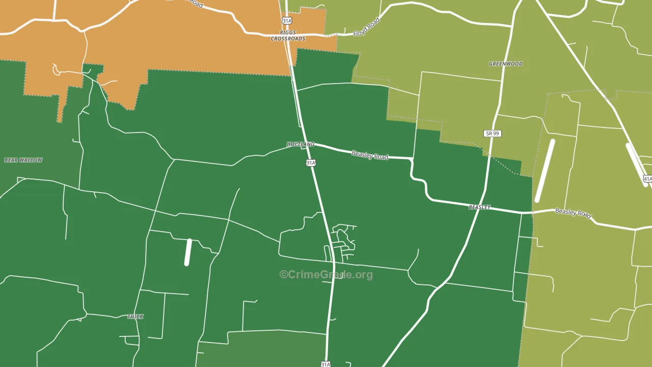 Holts Corner, TN Map of Vandalism Rates