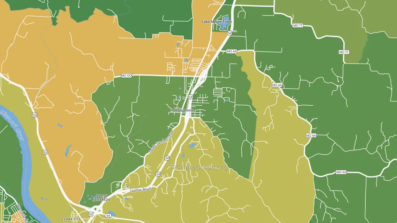 Holts Summit, MO Map of Vandalism Rates