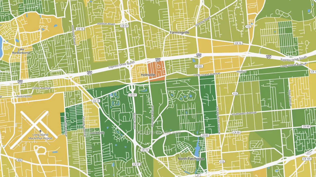 Holtsville, NY Map of Vandalism Rates