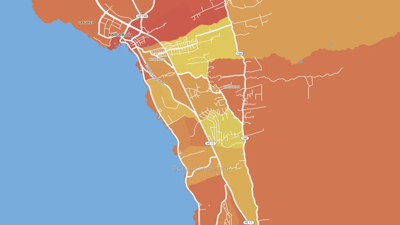 Holualoa, HI Map of Vandalism Rates