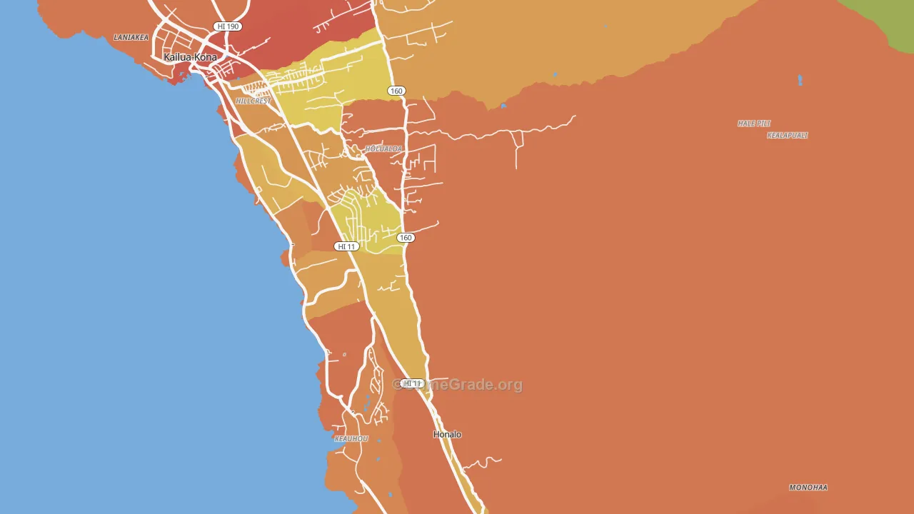 Holualoa, Kailua-Kona, HI Map of Vandalism Rates