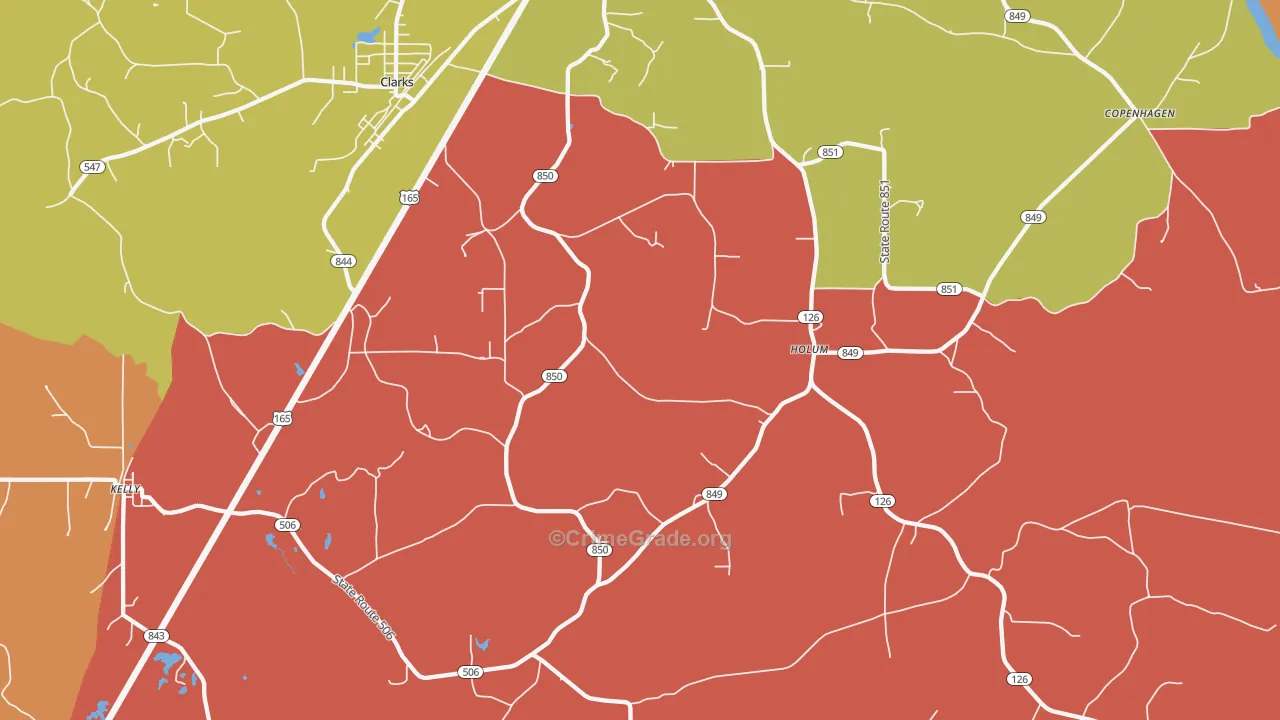 Holum, LA Map of Vandalism Rates