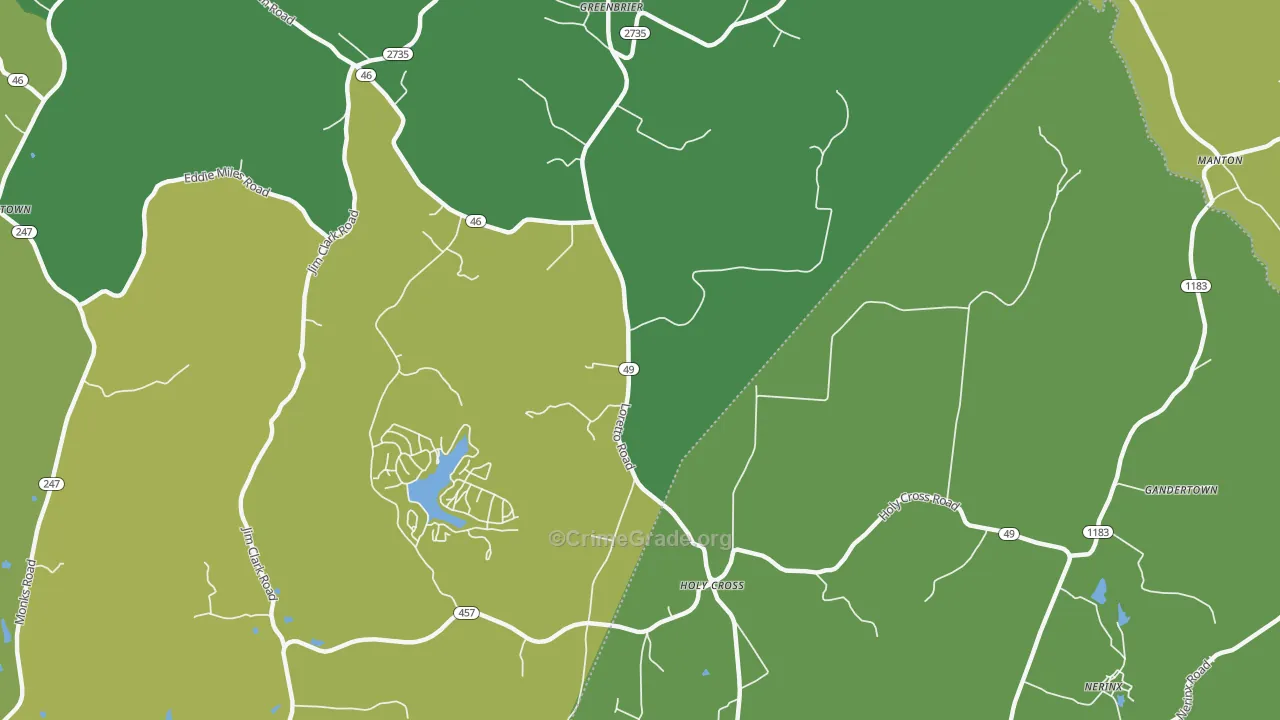 Holy Cross, KY Map of Vandalism Rates