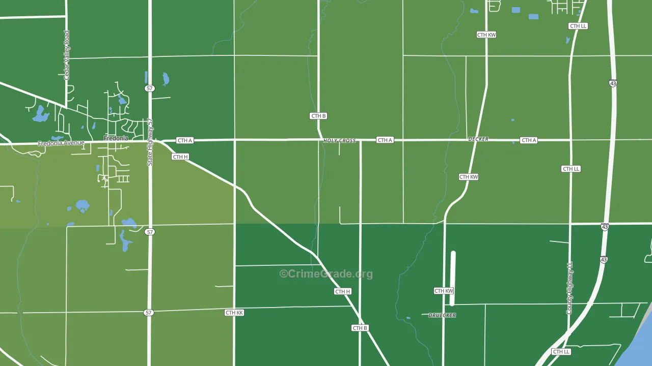 Holy Cross, WI Map of Vandalism Rates