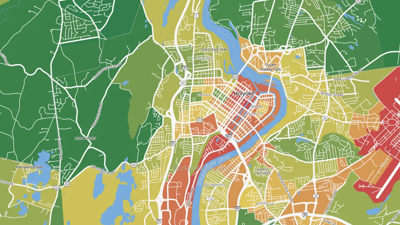 Holyoke, MA Map of Vandalism Rates