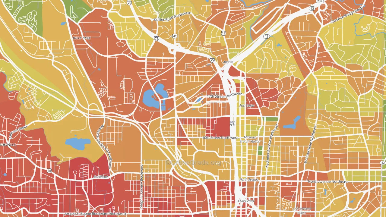 Home Park, Atlanta, GA Map of Vandalism Rates
