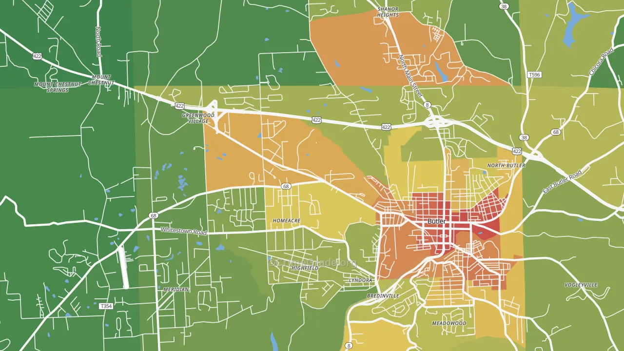Homeacre-Lyndora, PA Map of Vandalism Rates