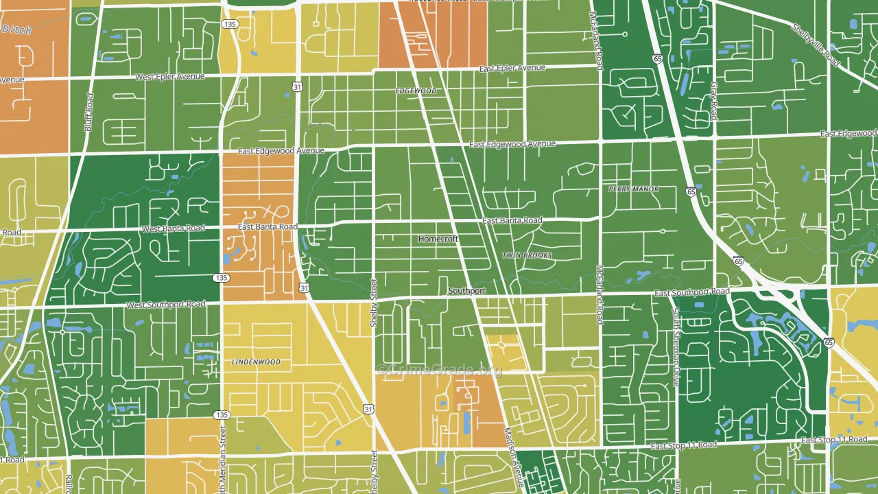 Homecroft, IN Map of Vandalism Rates