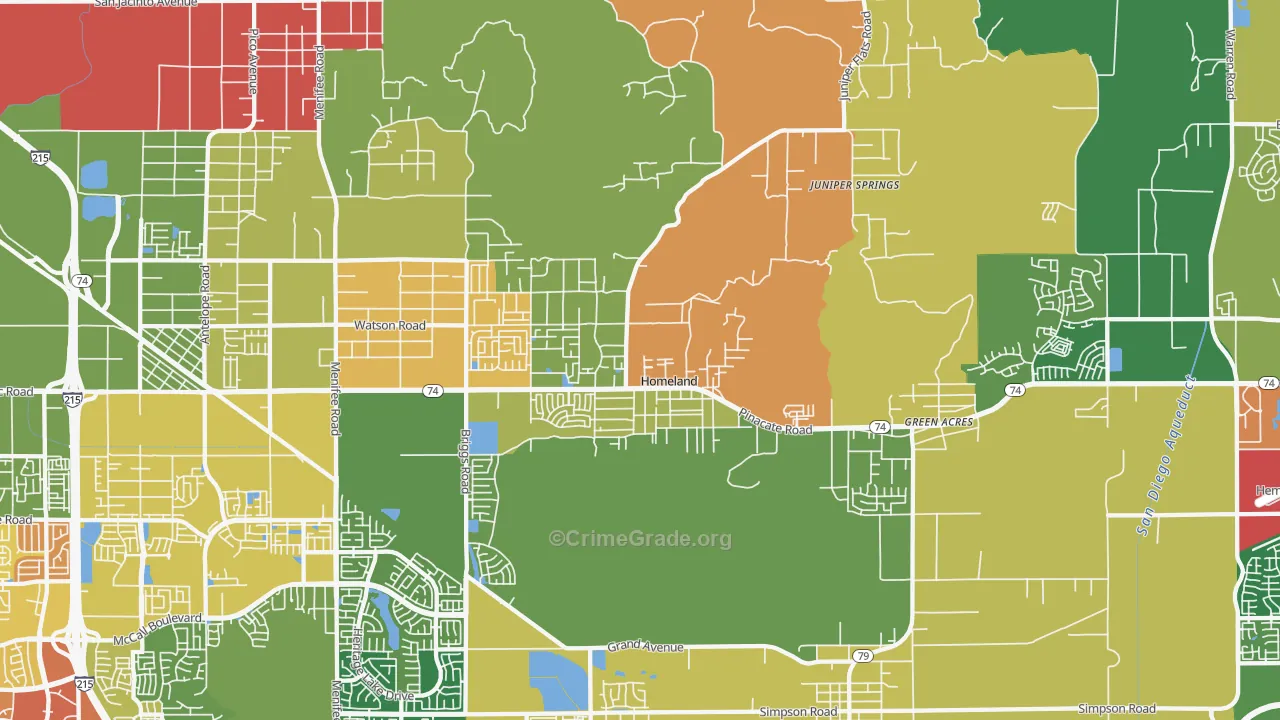 Homeland, CA Map of Vandalism Rates