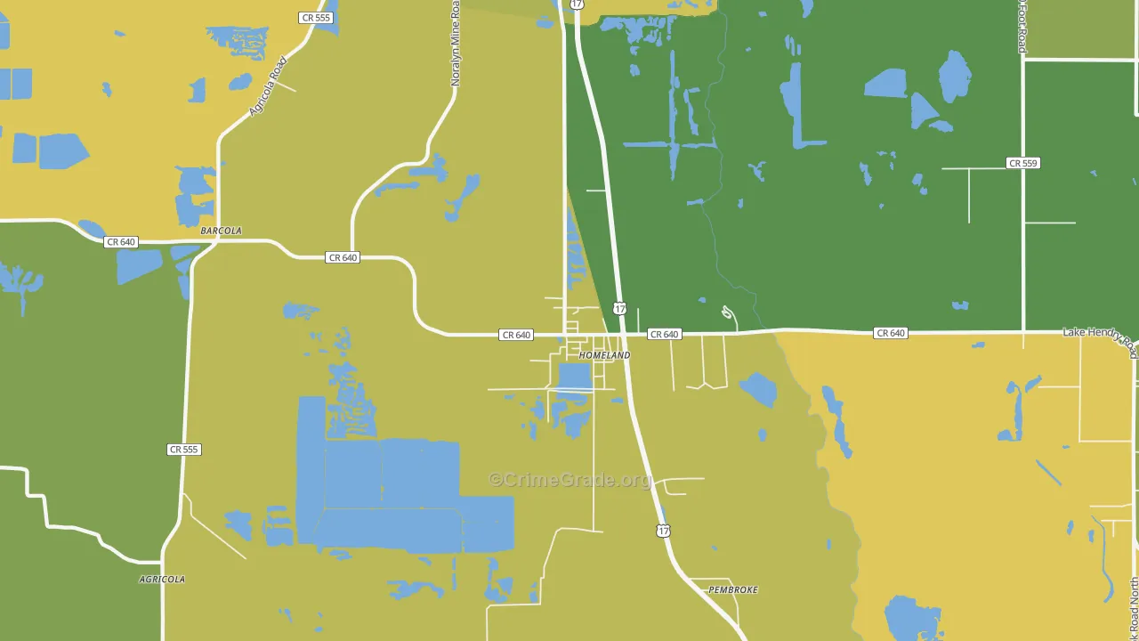 Homeland, FL Map of Vandalism Rates