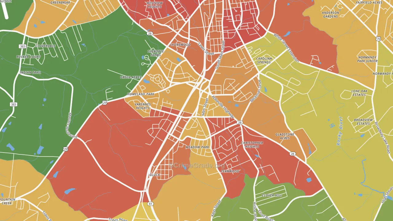 Homeland Park, SC Map of Vandalism Rates
