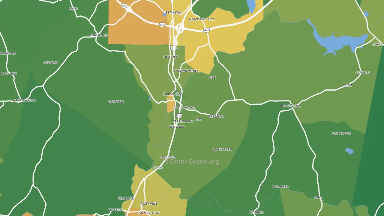 Homer City, PA Map of Vandalism Rates