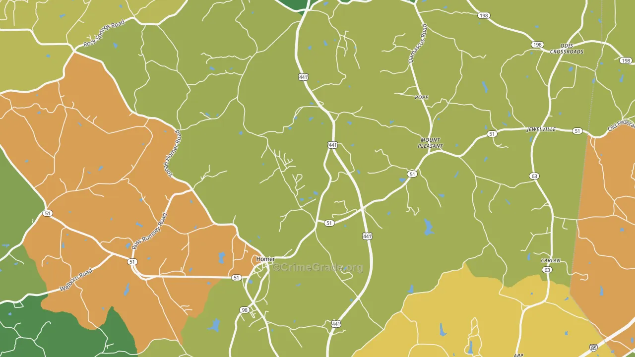 Homer, GA Map of Vandalism Rates