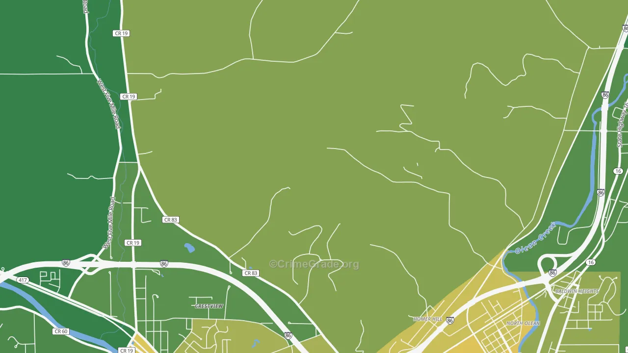 Homer Hill, NY Map of Vandalism Rates