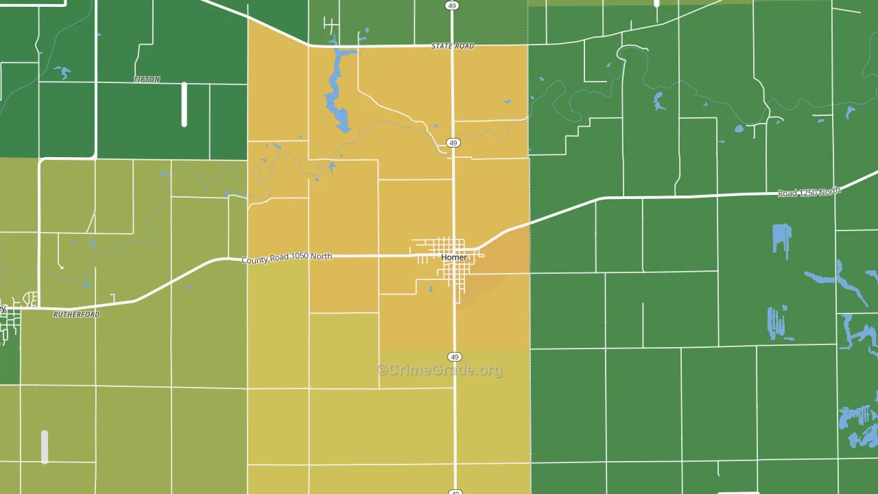 Homer, IL Map of Vandalism Rates