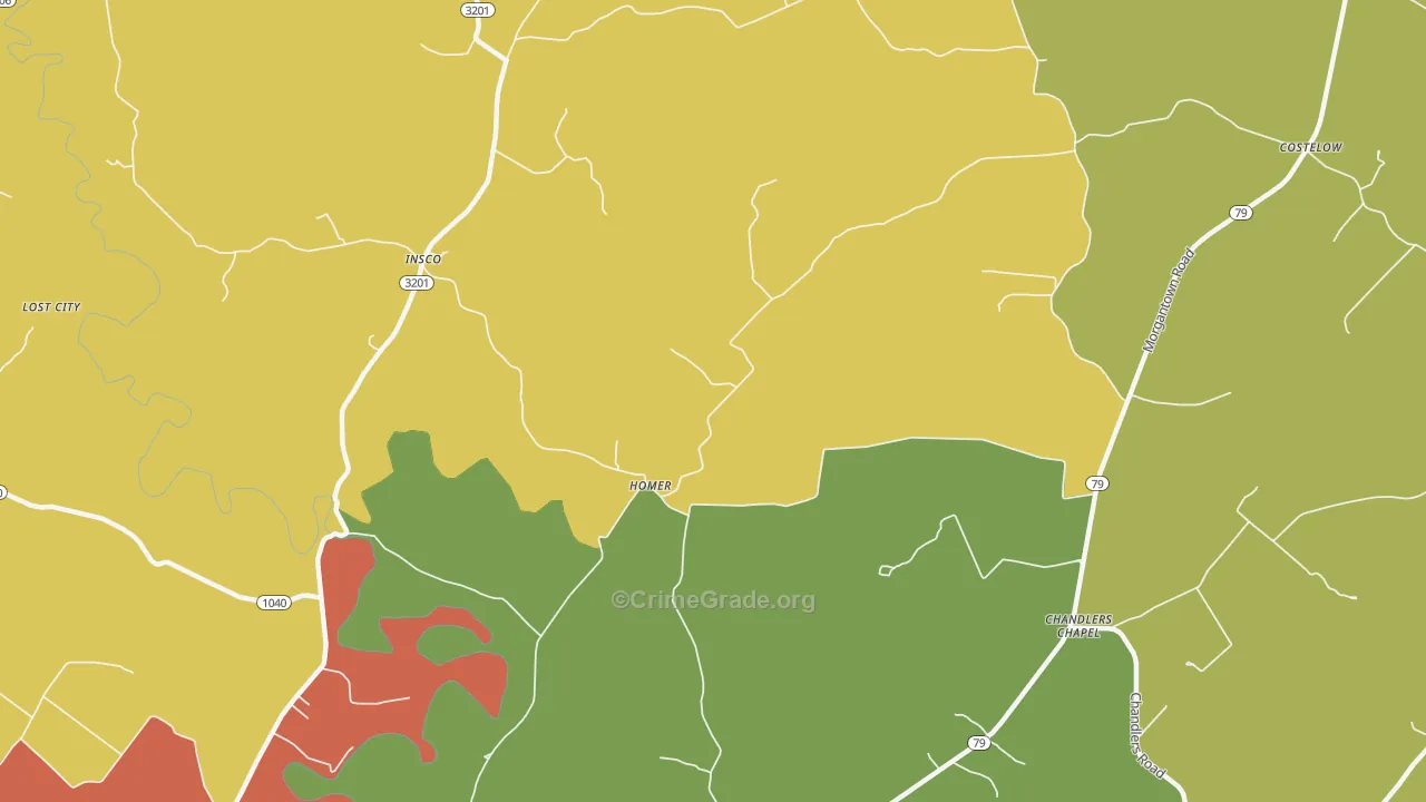 Homer, KY Map of Vandalism Rates