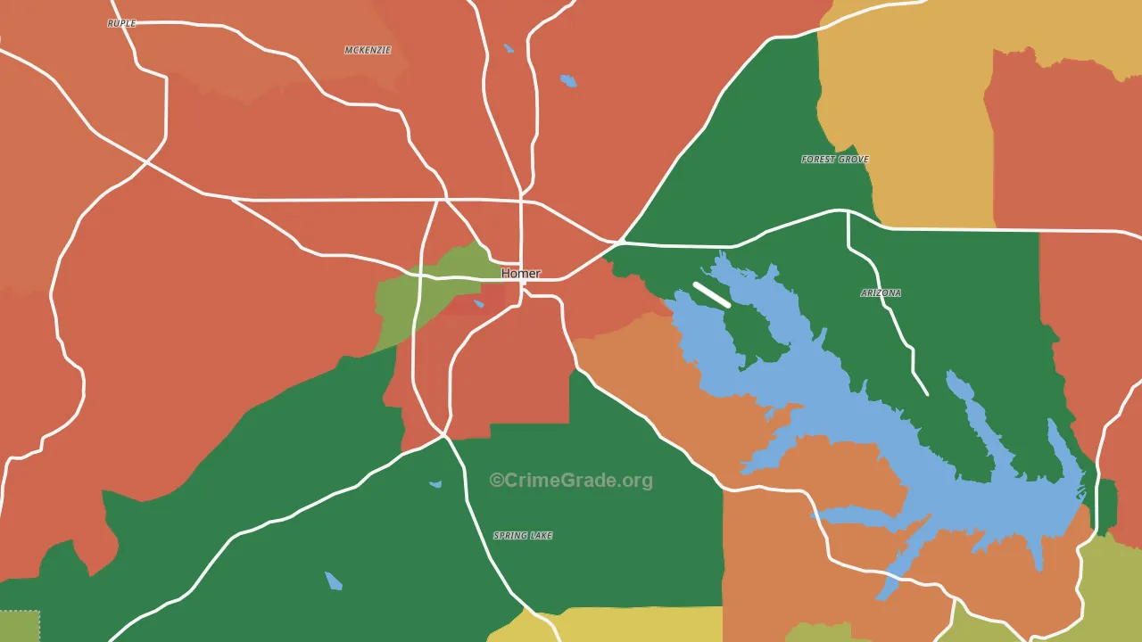 Homer, LA Map of Vandalism Rates