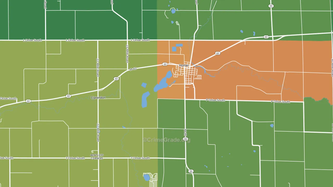 Homer, MI Map of Vandalism Rates