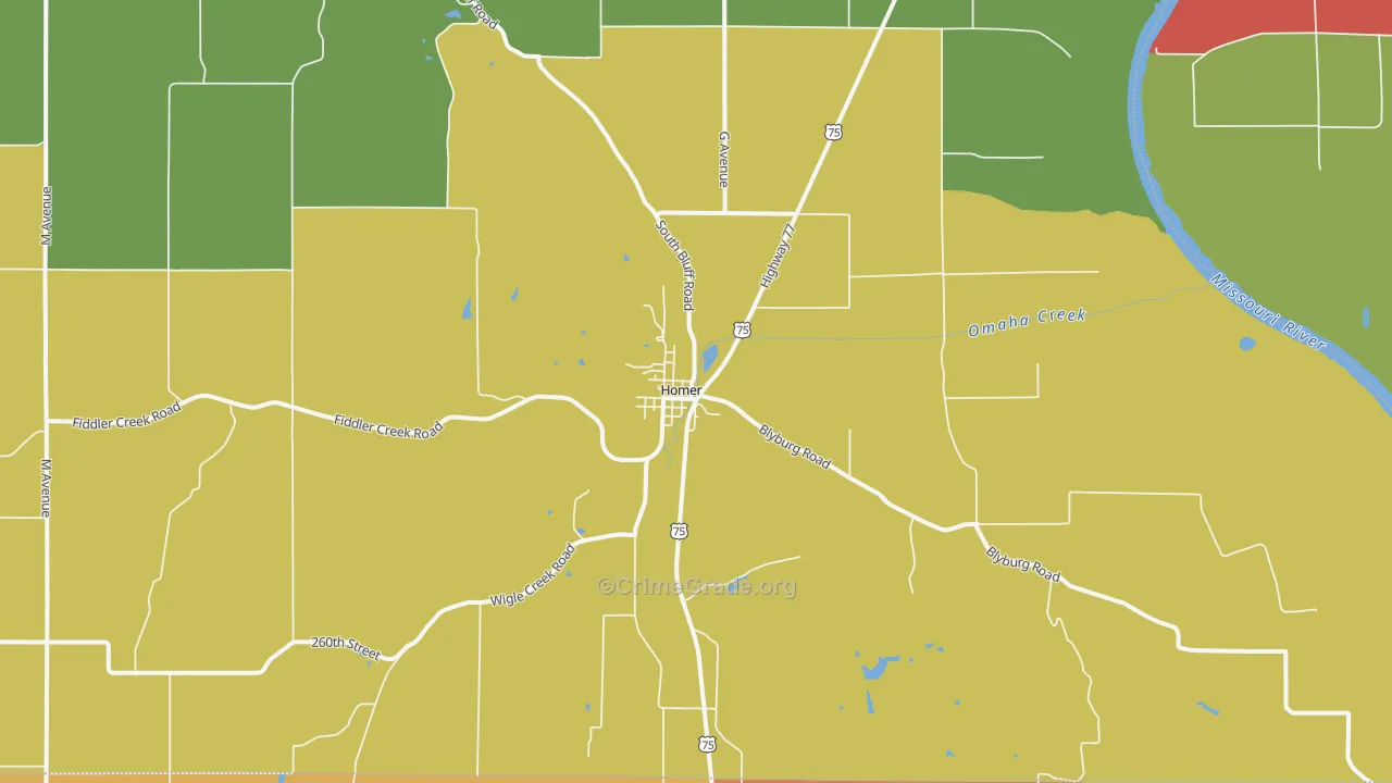 Homer, NE Map of Vandalism Rates