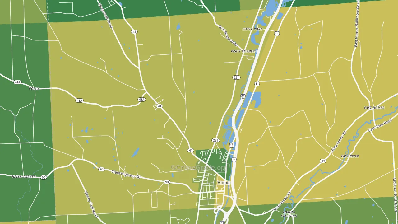 Homer, NY Map of Vandalism Rates