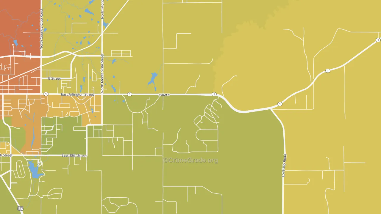 Homer, OK Map of Vandalism Rates