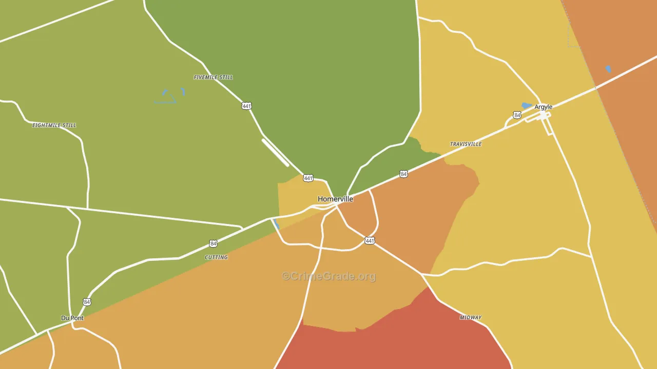 Homerville, GA Map of Vandalism Rates