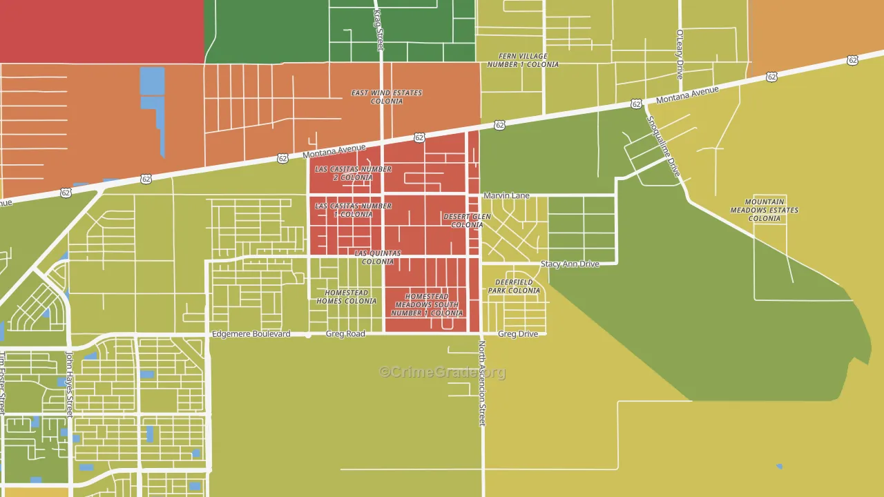 Homestead Meadows South, TX Map of Vandalism Rates
